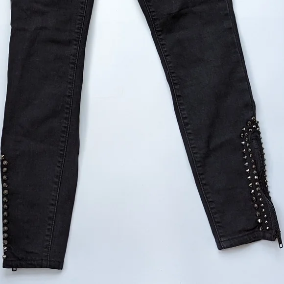 Current/Elliott Black Jeans with Studs on Ankle Zip, Size 25 - Picture 2 of 5